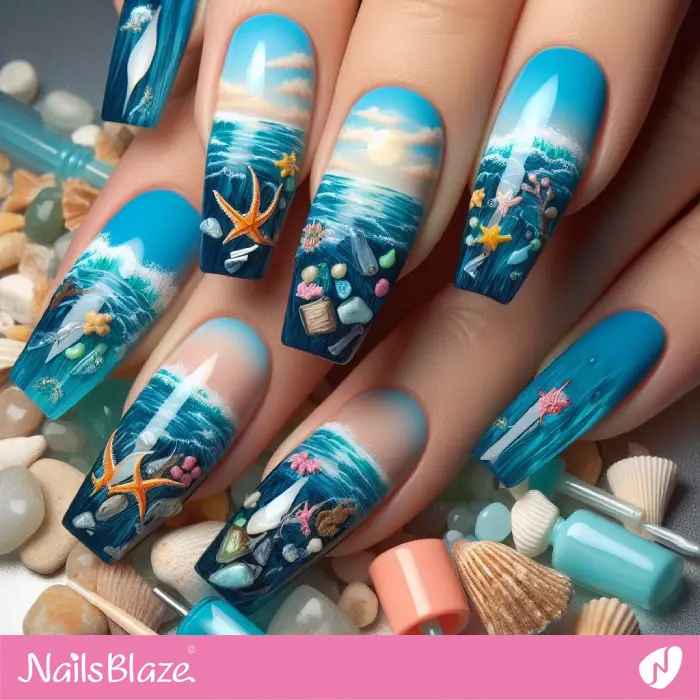 A Sea of Plastic Nails Design | Save the Ocean Nails - NB3112